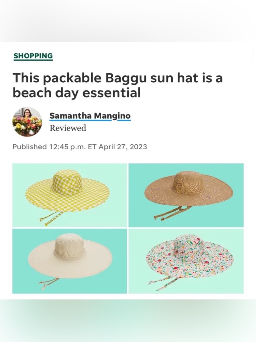 BAGGU Packable Sun Hat Black Calico Floral NWOT - Picture 11 of 11